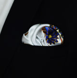 Mandarin Heron White - Silk Pocket Square - Pocket Squares | Monzoro Pakistan