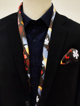 Winter Birds & Autumn Leaves - Silk Scarf & Pocket Square Set - Combo Sets | Monzoro Pakistan
