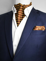 Yellow Cane Hazel Silk Ascot & Pocket Square Set - Combo Sets | Monzoro Pakistan