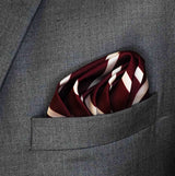 Creamy Rosewood Stripes - Silk Pocket Square - Pocket Squares | Monzoro Pakistan