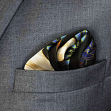 Mandarin Heron Black - Silk Pocket Square