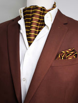 Yellow Cane Hazel Silk Ascot & Pocket Square Set - Combo Sets | Monzoro Pakistan