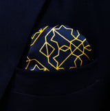 Navy and Gold Rugs - Silk Pocket Square - Pocket Squares | Monzoro Pakistan