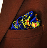 Navy Blue Paisley and Floral - Silk Pocket Square - Pocket Squares | Monzoro Pakistan