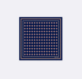 Navy Blue and Gold Reversible Silk Pocket Square