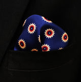 Navy Blue and Gold Reversible Silk Pocket Square