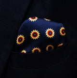 Navy Blue and Gold Reversible Silk Pocket Square