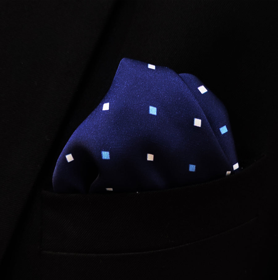 BLUE MULTI DOTTED SIlk Pocket Square