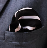 Black with White Stripes - Silk Men's Pocket Squares - Pocket Squares | Monzoro Pakistan