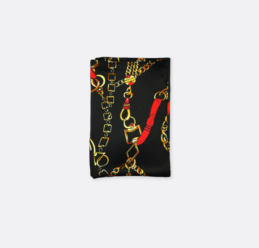 Chains and Straps (Black) Silk Pocket Square