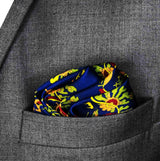 Navy Blue Paisley and Floral - Silk Pocket Square - Pocket Squares | Monzoro Pakistan
