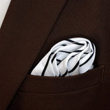 Sleek Black & White Stripes - Silk Pocket Square - Pocket Squares | Monzoro Pakistan