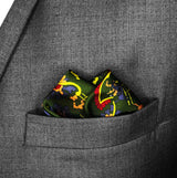 Olive Green Paisley and Floral - Silk Pocket Squares - Pocket Squares | Monzoro Pakistan