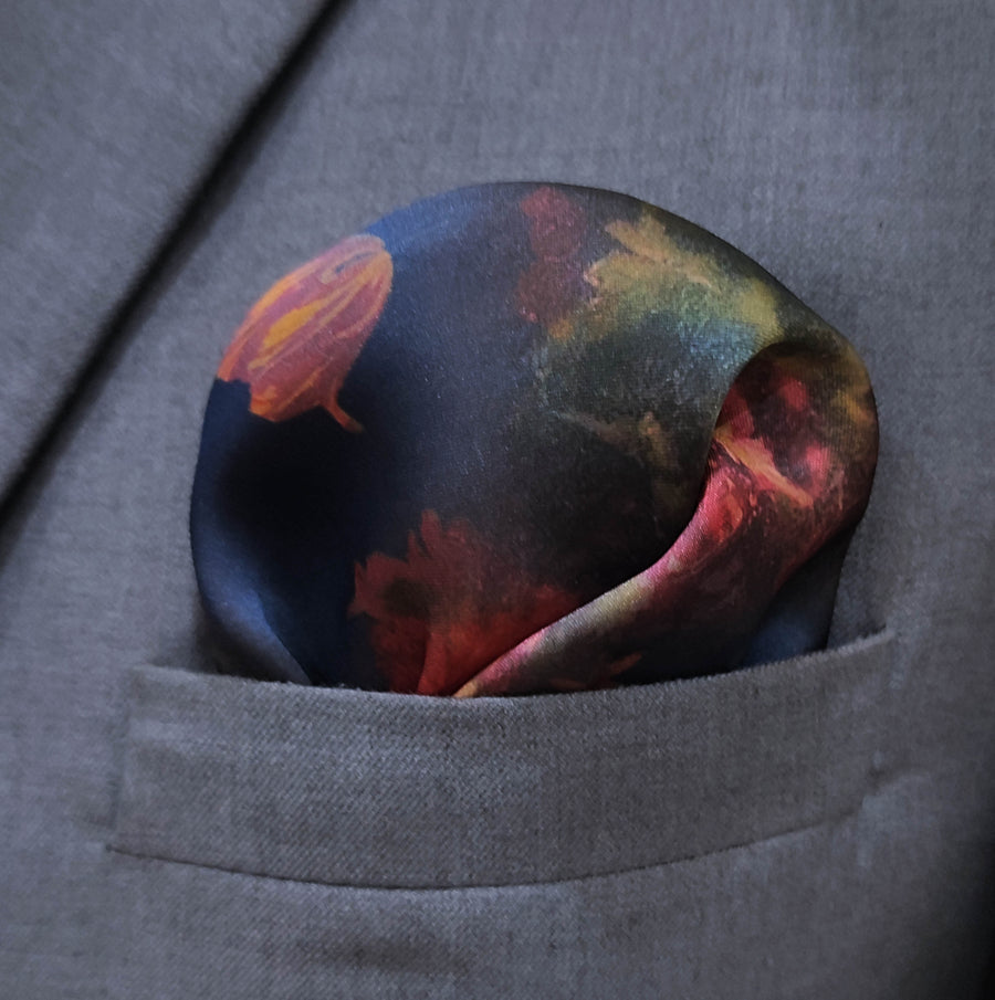 Sapphire Bouquet Silk Pocket Square