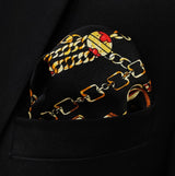 Chains and Straps (Black) Silk Pocket Square