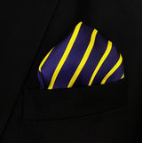 Blue and Gold Stripes - Silk Pocket Squares - Pocket Squares | Monzoro Pakistan