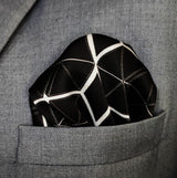 Black and White Hexagonal - Silk Pocket Squares - Pocket Squares | Monzoro Pakistan