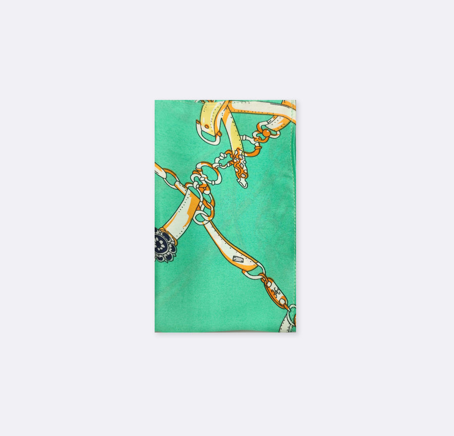 Chains and Straps (Sea Green) Silk Pocket Square