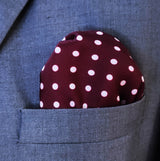 Dark Maroon with White Polka Dots - Silk Pocket Square - Pocket Squares | Monzoro Pakistan