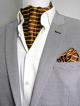 Yellow Cane Hazel Silk Ascot & Pocket Square Set - Combo Sets | Monzoro Pakistan
