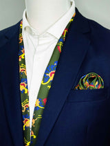 Paisley & Floral Olive Green - Silk Scarf & Pocket Square Set - Combo Sets | Monzoro Pakistan