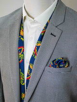 Paisley & Floral Navy Blue - Silk Scarf & Pocket Square Set - Combo Sets | Monzoro Pakistan