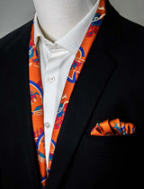 Rust Paisley & Floral - Silk Scarf & Pocket Square Set - Combo Sets | Monzoro Pakistan