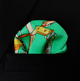 Chains and Straps (Sea Green) Silk Pocket Square