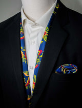 Paisley & Floral Navy Blue - Silk Scarf & Pocket Square Set - Combo Sets | Monzoro Pakistan