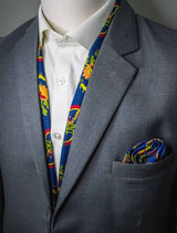 Paisley & Floral Navy Blue - Silk Scarf & Pocket Square Set - Combo Sets | Monzoro Pakistan