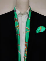 Chains & Straps (sea Green) - Silk Scarf & Pocket Square Set - Combo Sets | Monzoro Pakistan