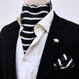 Black with White - Silk Men Ascot Set - Combo Sets | Monzoro Pakistan