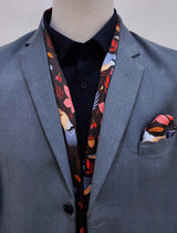 Winter Birds & Autumn Leaves - Silk Scarf & Pocket Square Set - Combo Sets | Monzoro Pakistan