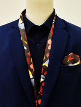 Winter Birds & Autumn Leaves - Silk Scarf & Pocket Square Set - Combo Sets | Monzoro Pakistan