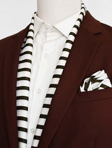 White & Green Stripes Silk Scarf & Pocket Square Set - Combo Sets | Monzoro Pakistan