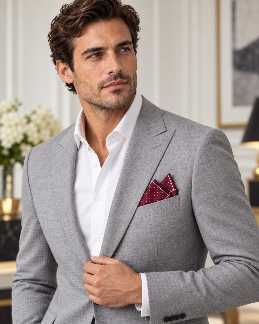 Burgundy Starlight Silk Pocket Square
