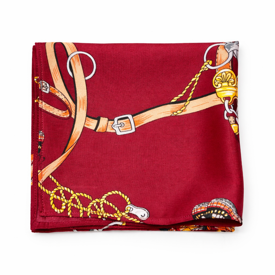 Burgundy Butterfly Charms Silk Pocket Square
