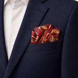 Burgundy Butterfly Charms Silk Pocket Square