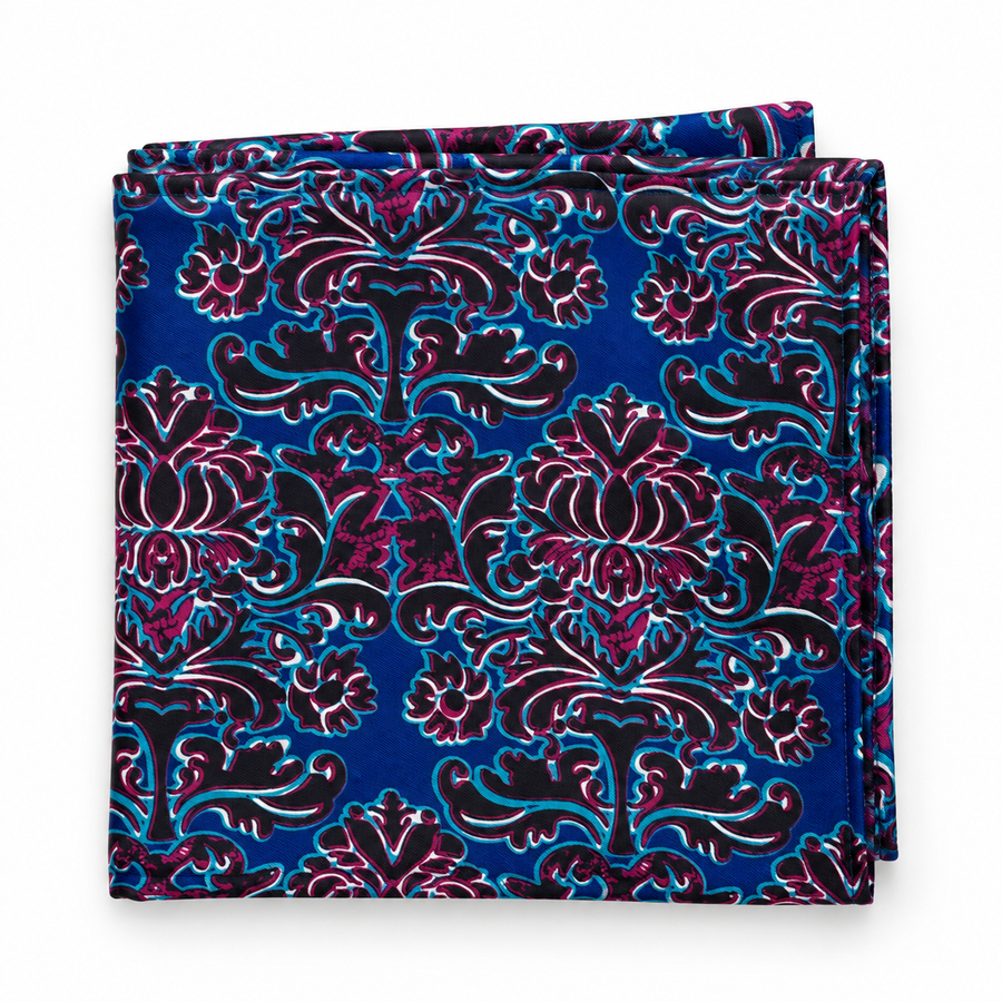 Electric Damask Silk Pocket Square