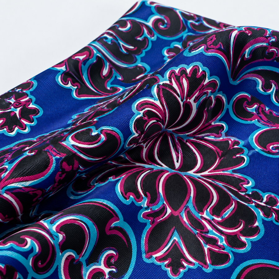 Electric Damask Silk Pocket Square