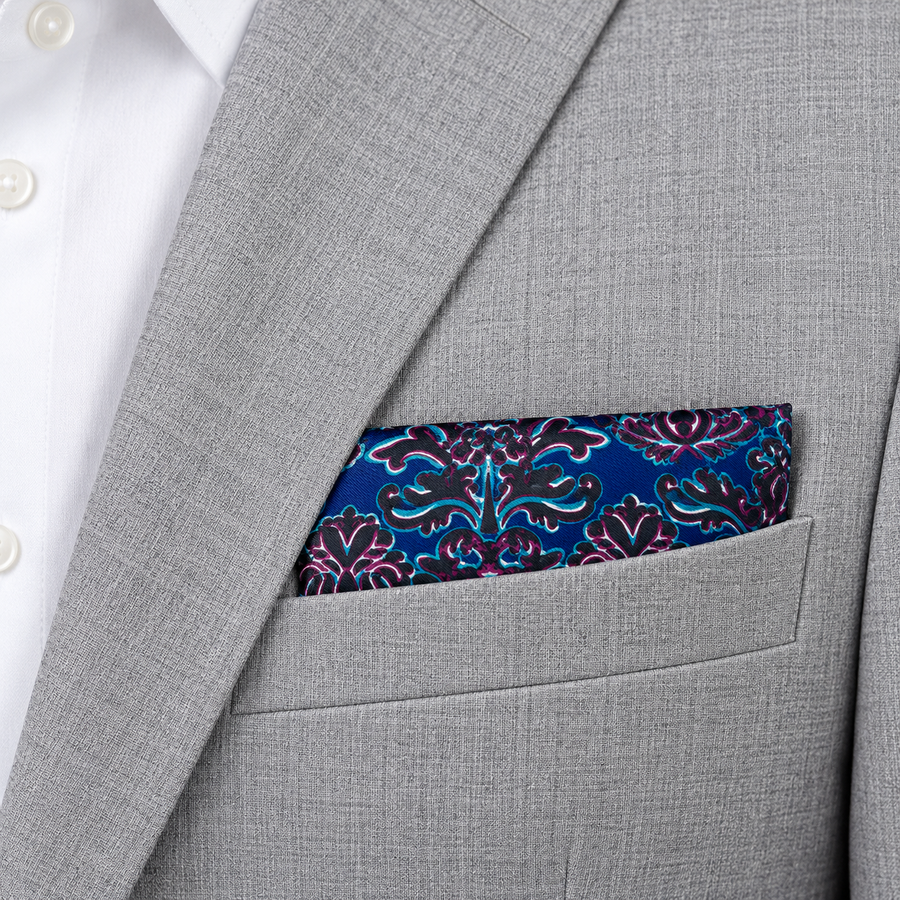 Electric Damask Silk Pocket Square