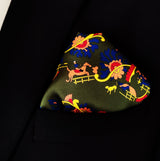 Olive Green Paisley and Floral - Silk Pocket Squares - Pocket Squares | Monzoro Pakistan