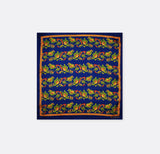 Navy Blue Paisley and Floral - Silk Pocket Square - Pocket Squares | Monzoro Pakistan