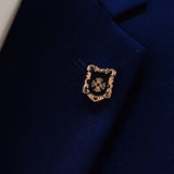 IRON CROSS KNIGHT SHieLD – BLACK AND GOLD LAPEL PINS