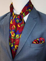 Maroon Paisley & Floral - Silk Scarf & Pocket Square Set - Combo Sets | Monzoro Pakistan