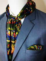 Paisley & Floral Olive Green - Silk Scarf & Pocket Square Set - Combo Sets | Monzoro Pakistan