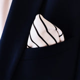Sleek Black & White Stripes - Silk Pocket Square - Pocket Squares | Monzoro Pakistan