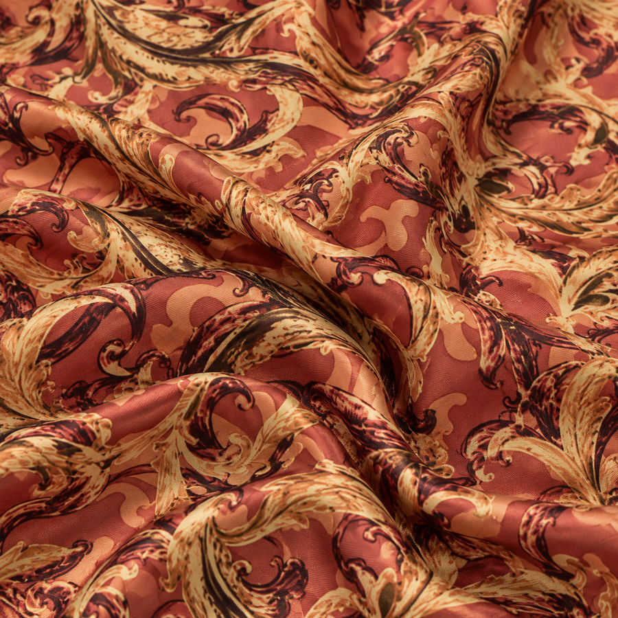 Rust & Gold Terracotta Silk Pocket Square