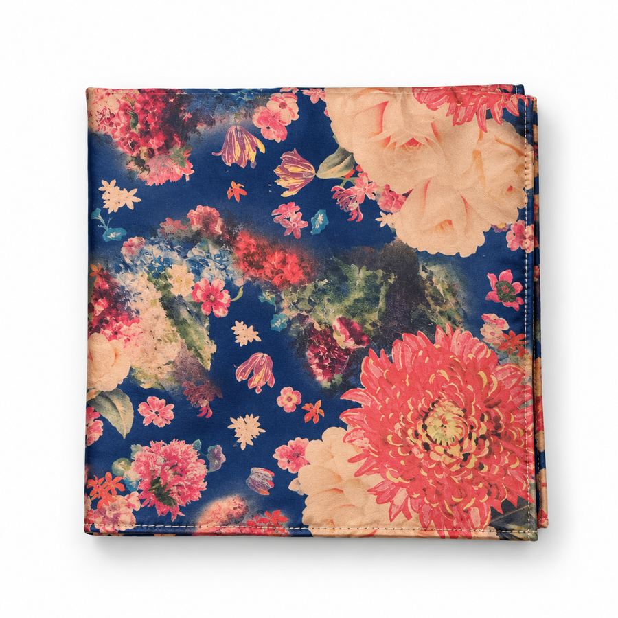 Sapphire Bouquet Silk Pocket Square