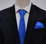 Royal Blue Self Tie & Pocket Square Set - Combo Sets | Monzoro Pakistan
